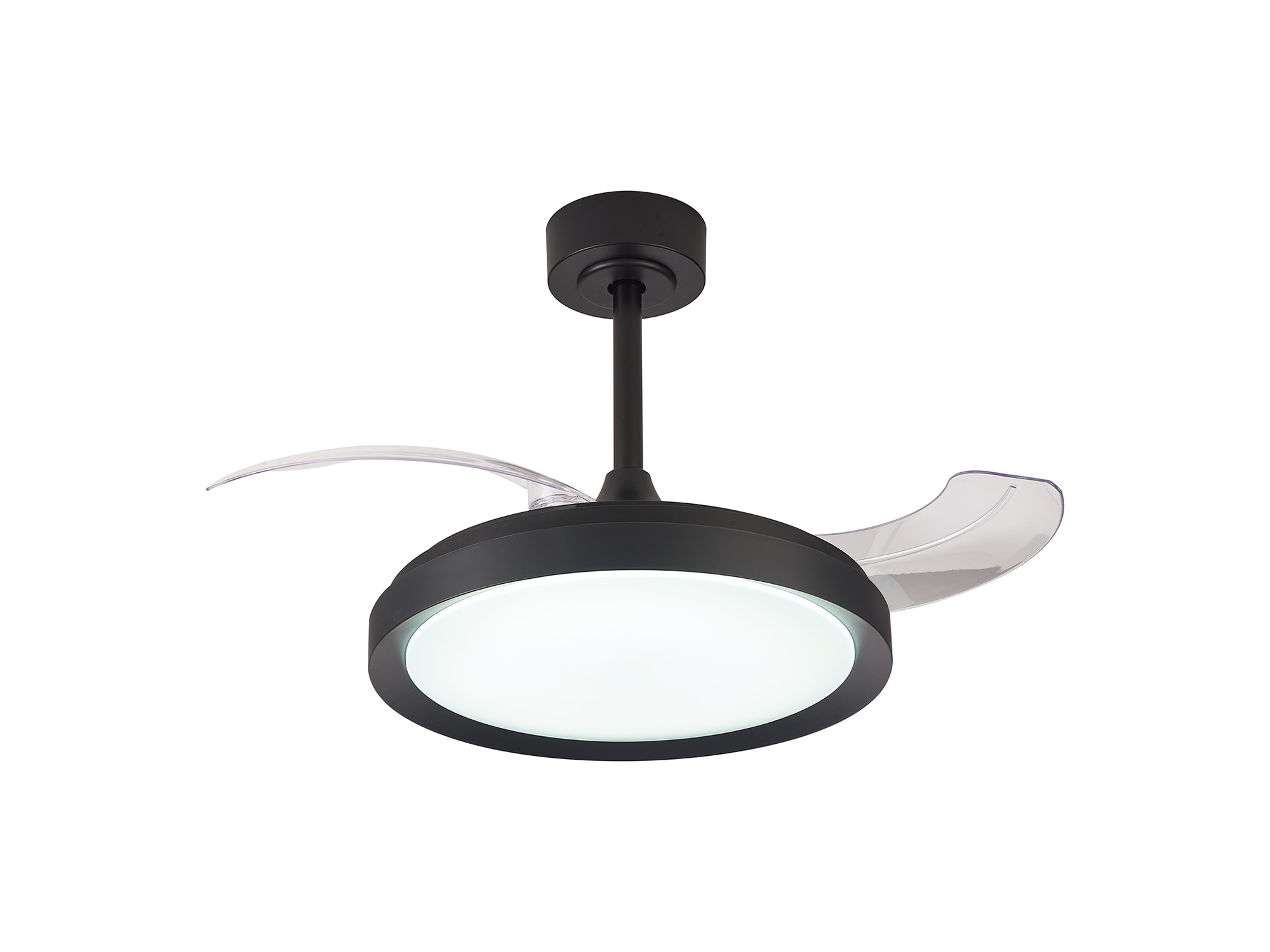 M8831  Mistral Mini 40W LED Dimmable Ceiling Light With Built-In 28W DC Fan, 2700-5000K Remote Control, Black